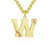 AIAINAGI Baseball Initial A-Z Letter Necklace - Men's Baseball Charm Pendant in Stainless Steel Gold Chain, 22inch Personalized Gift for Men (18+) view 1