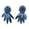 AeraVida Cluster Crystal Bead and Mother of Pearl Stone Clip on Earrings for Women (Blue) view 2