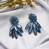 AeraVida Cluster Crystal Bead and Mother of Pearl Stone Clip on Earrings for Women (Blue) view 3