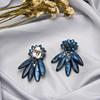 AeraVida Cluster Crystal Bead and Mother of Pearl Stone Clip on Earrings for Women (Blue) view 4