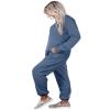 Aloodor Sweatsuits for Women Sets Lightweight Long Sleeve Pajamas Solid Loungewear Blue L view 3