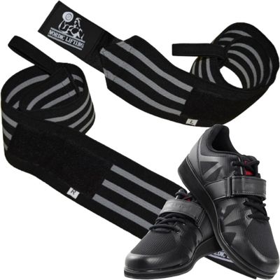 Nordic Lifting Super Heavy Duty Wrist Wraps - Black Grey Bundle with Shoes Megin Size 9.5 - Black