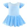 EQSJIU Blue Dress For Kids Girls Shiny Skirt And Sleeves Dance Criss-Cross Back Children's Dance Dress 9-10 Years view 1
