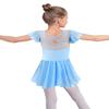EQSJIU Blue Dress For Kids Girls Shiny Skirt And Sleeves Dance Criss-Cross Back Children's Dance Dress 9-10 Years view 2