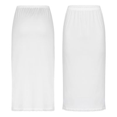 Alvivi Women's Elastic Waist Half Slip Underskirt Short Mini Skirt Slit Lace Trim Skirts Nylon Essentials Half Slip White A One Size