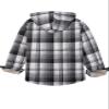 ZENTHACE Kids Girls Flannel Jacket with Hood Button Up Plaid Flannel Hoodie Shirt Jacket Fall Winter Coat Grey White S Size 5-6 view 2