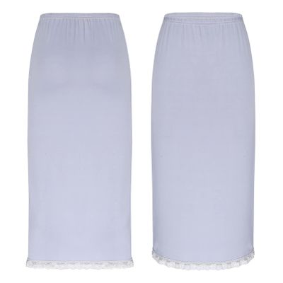 Alvivi Women's Elastic Waist Half Slip Underskirt Short Mini Skirt Slit Lace Trim Skirts Nylon Essentials Half Slip Grey A One Size
