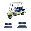 10L0L Golf Cart Front and Rear Seat Cover Set for EZGO TXT RXV 4 Passenger Models Bench Seat Covers Kit Breathable Washable Polyester Mesh Cloth (S+XS) (Black/Blue) view 1