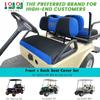 10L0L Golf Cart Front and Rear Seat Cover Set for EZGO TXT RXV 4 Passenger Models Bench Seat Covers Kit Breathable Washable Polyester Mesh Cloth (S+XS) (Black/Blue) view 2