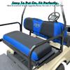10L0L Golf Cart Front and Rear Seat Cover Set for EZGO TXT RXV 4 Passenger Models Bench Seat Covers Kit Breathable Washable Polyester Mesh Cloth (S+XS) (Black/Blue) view 4