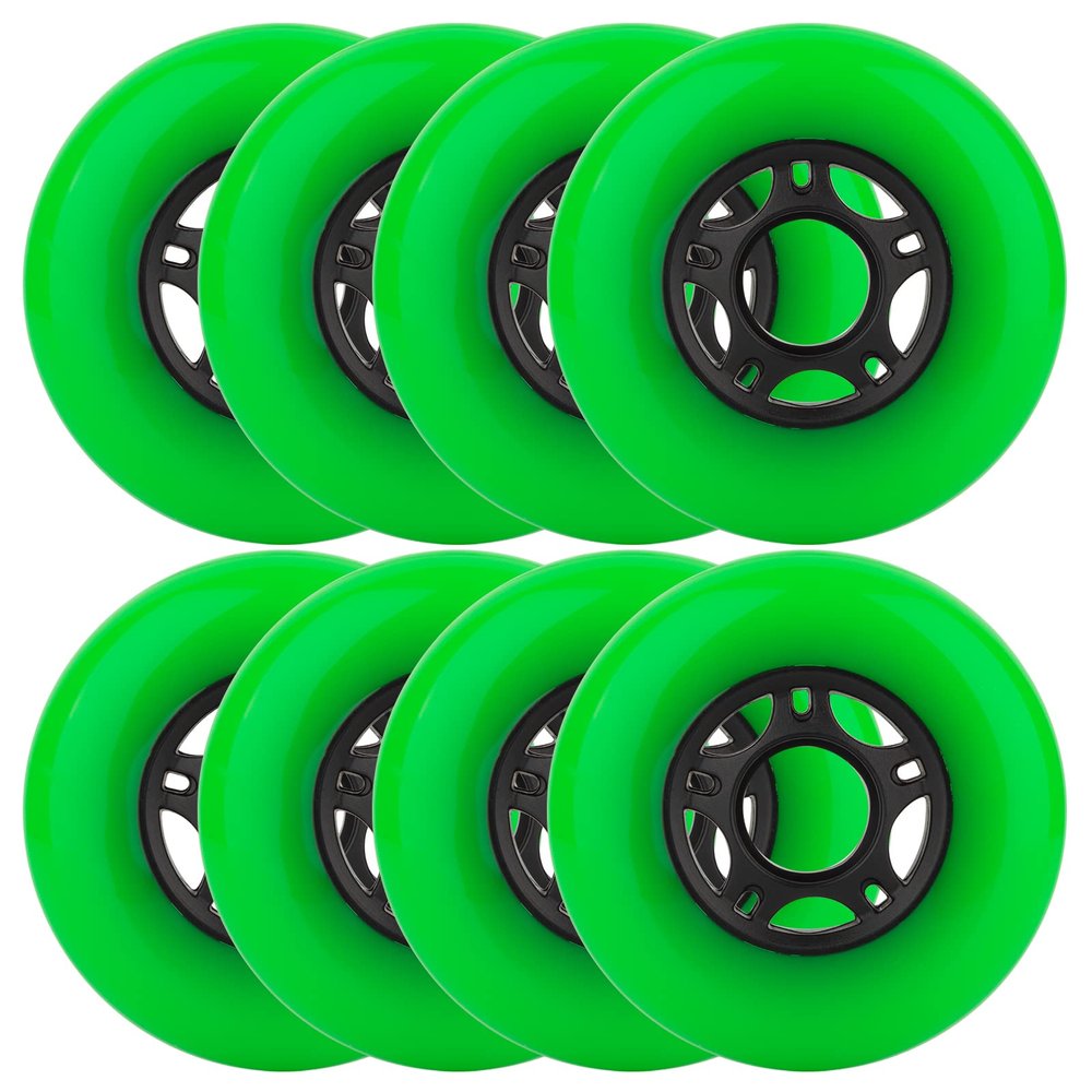 WHEELCOME 8-Pack Inline Skate Wheels Outdoor Indoor Roller Blade Wheels 85a Roller Hockey Wheels 64mm 70mm 72mm 76mm 80mm Inline Wheels Replacement for RipStik, Luggage, Scooter, etc (Green, 70mm)
