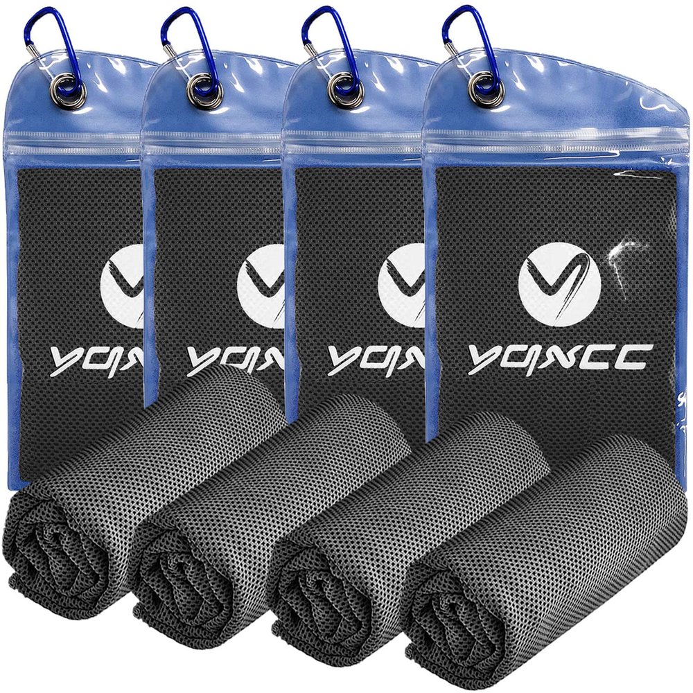 YQXCC 4 Pack Cooling Towels | 40"x12" | Ice Cool for Neck | Microfiber Soft Breathable Chilly | for Yoga, Golf, Gym, Camping, Running, Workout & More Activities