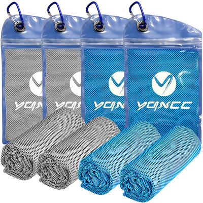 YQXCC 4 Pack Cooling Towels | 40"x12" | Ice Cool for Neck | Microfiber Soft Breathable Chilly | for Yoga, Golf, Gym, Camping, Running, Workout & More Activities