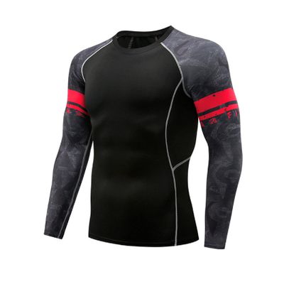 Loloda Men's Long Sleeve Swim Shirt Rashguard UPF 50+ UV Sun Protection Athletic T-Shirt Swimwear Type D Black XX-Large