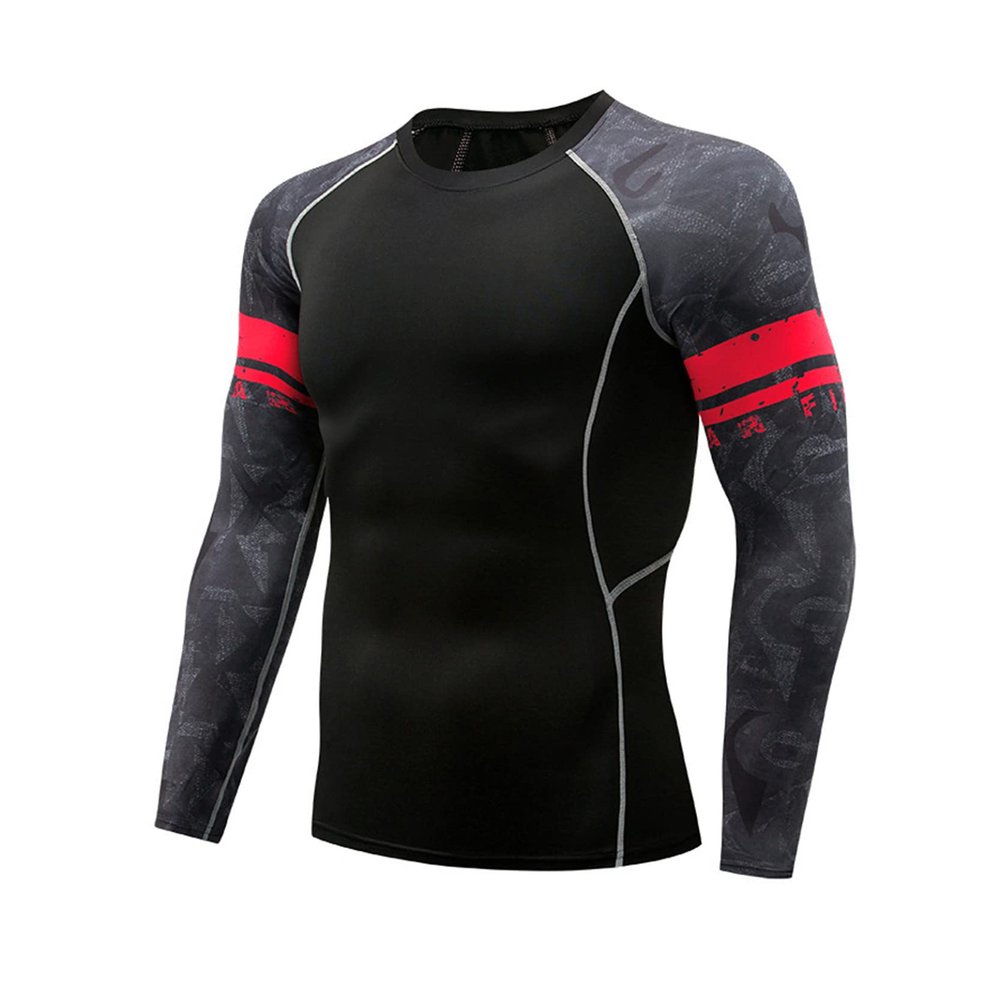 Loloda Men's Long Sleeve Swim Shirt Rashguard UPF 50+ UV Sun Protection Athletic T-Shirt Swimwear Type D Black XX-Large
