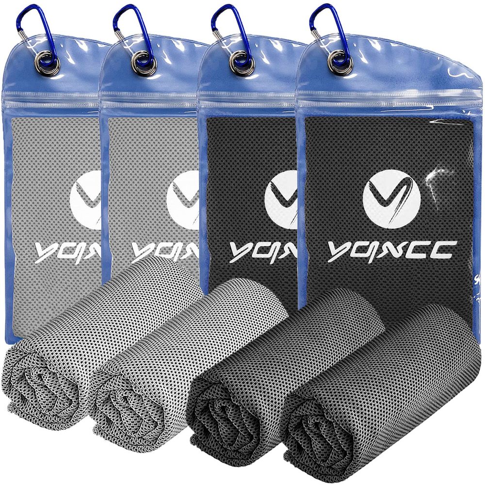 YQXCC 4 Pack Cooling Towels | 40"x12" | Ice Cool for Neck | Microfiber Soft Breathable Chilly | for Yoga, Golf, Gym, Camping, Running, Workout & More Activities