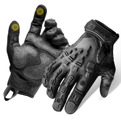 ZUNE LOTOO Tactical Gloves for Men, Touchscreen Motorcycle Gloves Padded Finger Impact Protection, Black Leather Safety Work Gloves Cut Resistant for Paintball Airsoft Range Skeleton Women X-Large