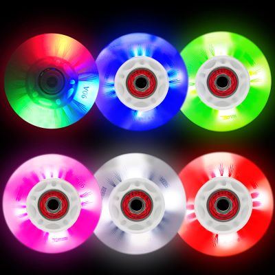 Luminescent Inline Skate & Roller Blade Wheels 76mm/80mm ABEC-9 Bearings for Indoor & Outdoor Use - 4-Pack (Blue, 80mm)