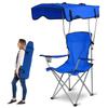 Moclever Folding Canopy Camp Chair  Heavy Duty Beach Chair with Sun Protection, Cup Holder & Padded Armrests for Outdoor Camping, Lawn, Park, Patio (Blue) view 1