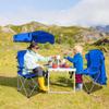 Moclever Folding Canopy Camp Chair  Heavy Duty Beach Chair with Sun Protection, Cup Holder & Padded Armrests for Outdoor Camping, Lawn, Park, Patio (Blue) view 2