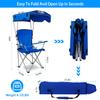 Moclever Folding Canopy Camp Chair  Heavy Duty Beach Chair with Sun Protection, Cup Holder & Padded Armrests for Outdoor Camping, Lawn, Park, Patio (Blue) view 3