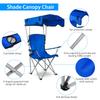 Moclever Folding Canopy Camp Chair  Heavy Duty Beach Chair with Sun Protection, Cup Holder & Padded Armrests for Outdoor Camping, Lawn, Park, Patio (Blue) view 4