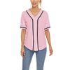 Women Baseball Jersey Button Down Tee Short Sleeve Shirt Sports Uniform Softball Jersey Active T-Shirt (Pink,S) view 1