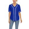 Women Baseball Jersey Button Down Tee Short Sleeve Shirt Sports Uniform Softball Jersey Active T-Shirt (Blue,XXL) view 1