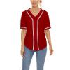 Women Baseball Jersey Button Down Tee Short Sleeve Shirt Sports Uniform Softball Jersey Active T-Shirt (Red,XL) view 1