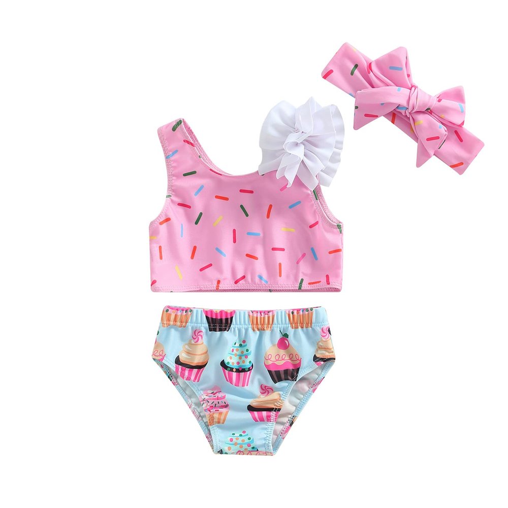 One opening Toddler Baby Girls Swimsuit Sleeveless Polka Dots Swimwear Two-Pieces Bathing Suit Bikini Set Beach Wear (Pink, 2-3 Years)