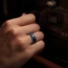 King Will 8mm Black Tungsten Ring for Men Double Blue Thin Groove Line Brushed Tungsten Wedding Band Polished Beveled Edge Comfort Fit 10 view 4