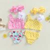 One opening Toddler Baby Girls Swimsuit Sleeveless Polka Dots Swimwear Two-Pieces Bathing Suit Bikini Set Beach Wear (Yellow, 9-12 Months) view 2