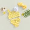 One opening Toddler Baby Girls Swimsuit Sleeveless Polka Dots Swimwear Two-Pieces Bathing Suit Bikini Set Beach Wear (Yellow, 9-12 Months) view 3