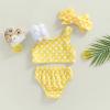 One opening Toddler Baby Girls Swimsuit Sleeveless Polka Dots Swimwear Two-Pieces Bathing Suit Bikini Set Beach Wear (Yellow, 9-12 Months) view 4