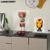 LANSCOERY Acrylic Display Case, 8x8x10 in, Upgraded Thickened UV-Resistant Showcase, 98% Clarity Dustproof Box with Glossy White Base for Action Figures, LEGO & Models, Includes Scraper & LED Light view 3