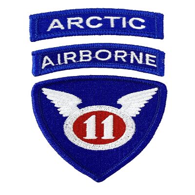 11th Airborne Division AGSU Color Patch with Airborne Tab and Arctic Tab (Military Issued)-Veteran Owned Business, Blue