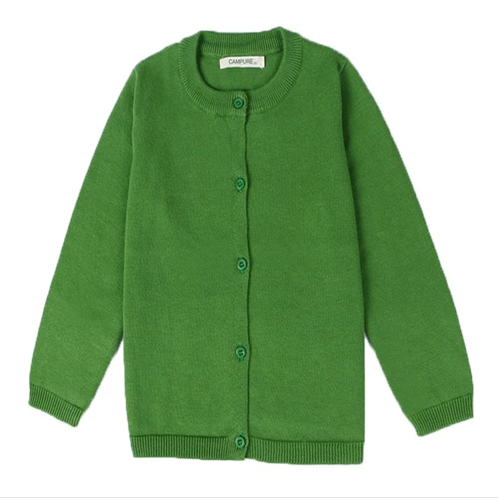 Ncycullo Baby Girls Long Sleeve Cardigan Little Girl Button Sweater Crew Neck Cardigans Sweater 121 Green 4-5Y