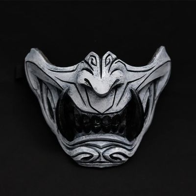 Kikadeen Half Face Samurai Mask Oni Mempo Japanese Ronin Demon Noh for Airsoft Paintball BB Gun Motorcycle White Joker KKD KK32