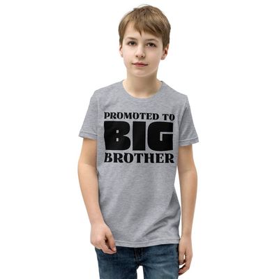 Promoted to Big Brother New Big Brother Baby Announcement Shirt Older Brother - Youth Short Sleeve T-Shirt Athletic Heather