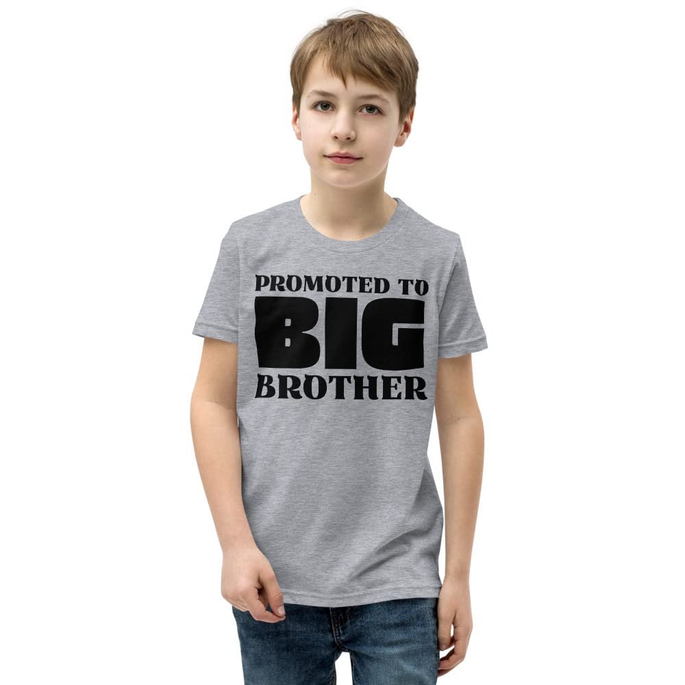 Promoted to Big Brother New Big Brother Baby Announcement Shirt Older Brother - Youth Short Sleeve T-Shirt Athletic Heather