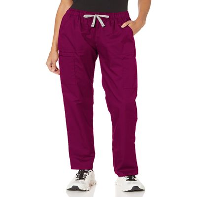 WonderWink Womens Convertible Slim Leg Cargo Medical Scrubs Pants, Wine, XX-Small US