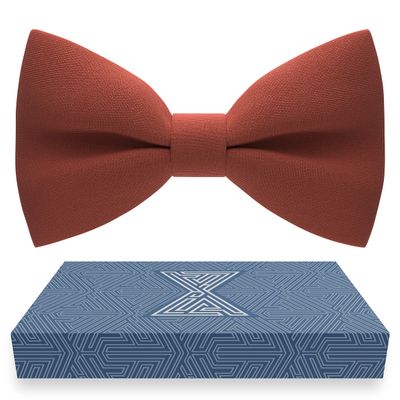 Bow Tie House Men's Classic Pre-Tied Bow Tie Formal Solid Tuxedo (Large, Rust)