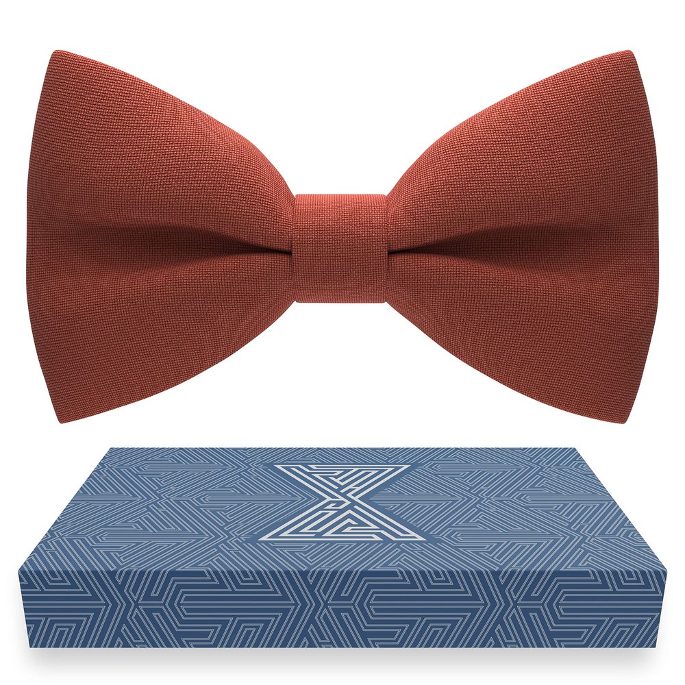 Bow Tie House Boys Classic Pre-Tied Bow Tie Formal Solid Tuxedo (Medium, Rust)