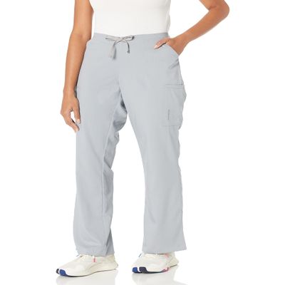 WonderWink Womens Moderate Flare Leg Cargo Medical Scrubs Pants, Grey, XX-Small US