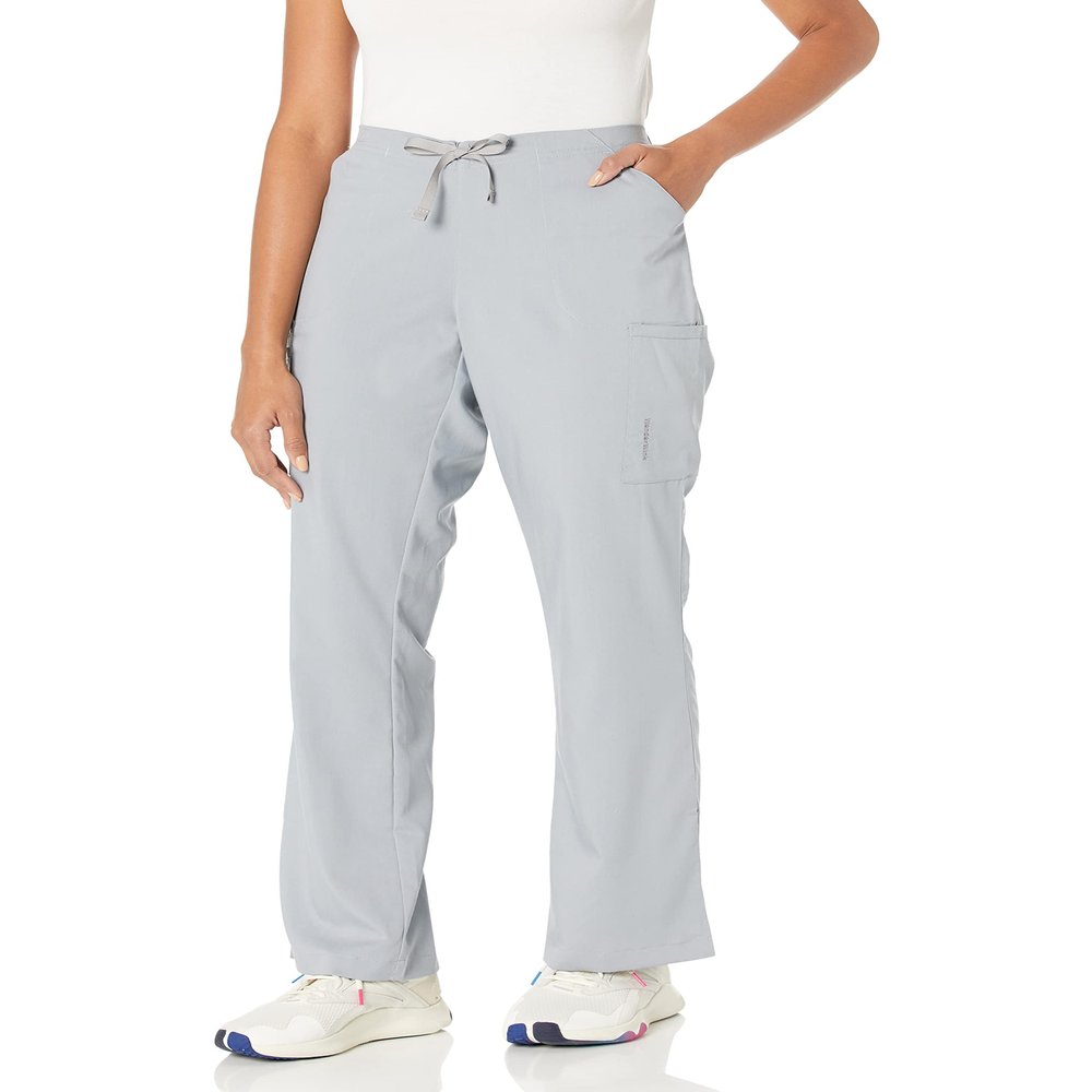 WonderWink Womens Moderate Flare Leg Cargo Medical Scrubs Pants, Grey, XX-Small US