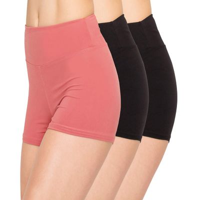 ALWAYS Women Boyshort Underwear Panties - Soft Stretch Boxer Brief Yoga Shorts 3 Pack Black Coral X Small