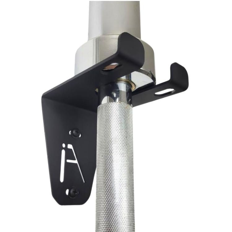 IRON AMERICAN Alpha Single Barbell Gym Wall Storage - Barbell Wall Mount Rack, Barbell Hanger 4.5 x 3.3 x 4 Inches - Holds Any Standard Olympic Barbell Hardware Included (Alpha Single Barbell)
