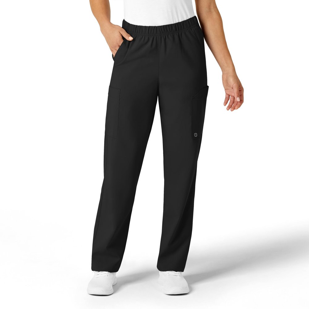 WonderWink W123 Unisex Multi-Cargo Scrub Pant - Black, M