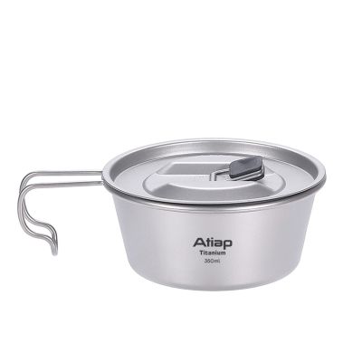 ATiAP Sierra Cup Bowl Pot Titanium Bowl Cookware 350ML 520ML for Outdoor Camping Hiking Picnic BBQ (350ML)