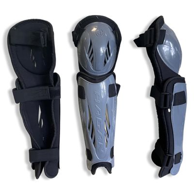 Hagan Hockey H-5.0 Shin Pad Adjustable Gear for Enhanced Agility and Durable Protection in DEK Street and Ball Hockey Indoor Outdoor Play - Grey: Intermediate 12-13"